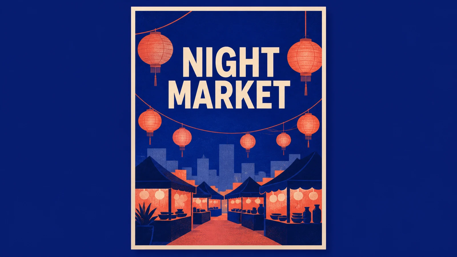 KI-Poster-Prompt-Beispiel mit dem exakten Text Night Market