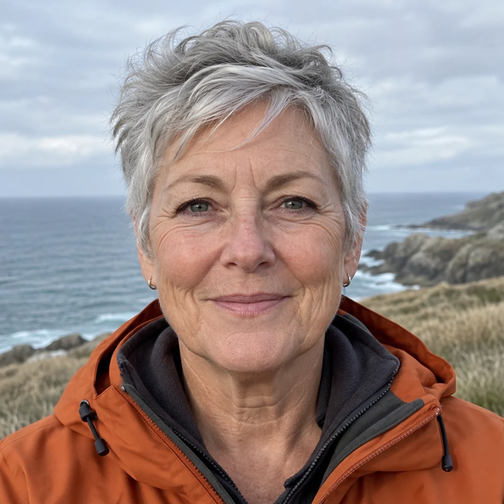 Coastal portrait · silver pixie · With hair