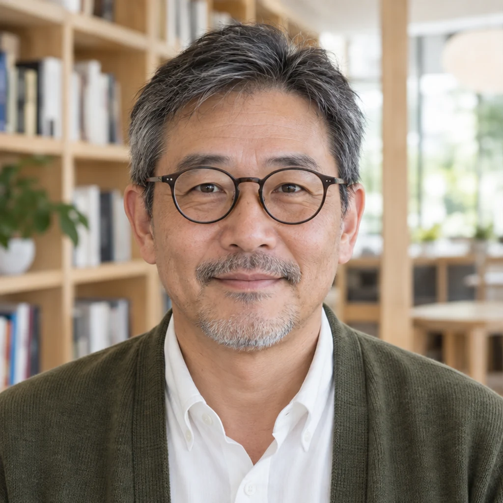 Library portrait · glasses · With hair