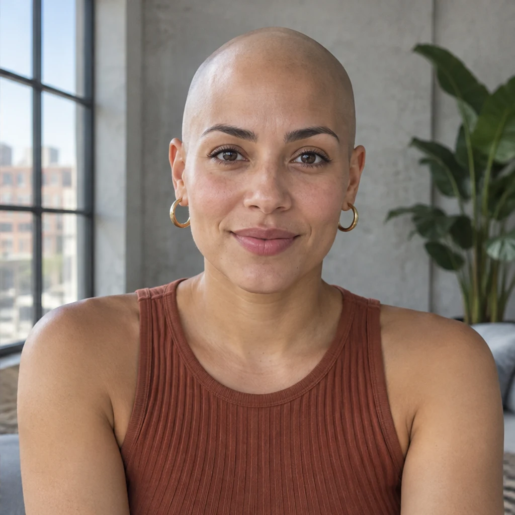 Loft portrait · long brown hair · Bald preview