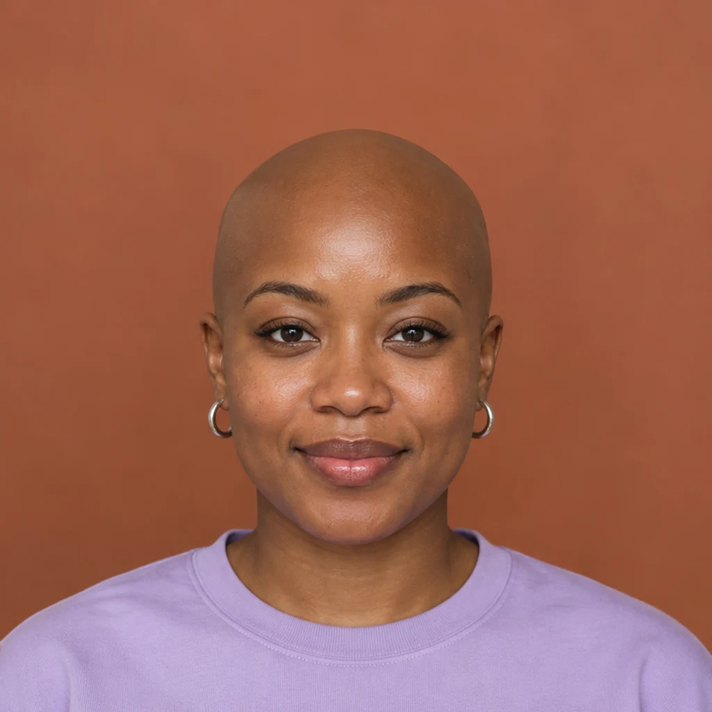 Studio portrait · natural afro · Bald preview