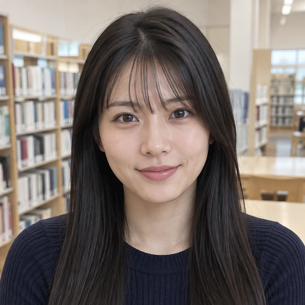 薄めの前髪 · 図書館 · 前髪プレビュー