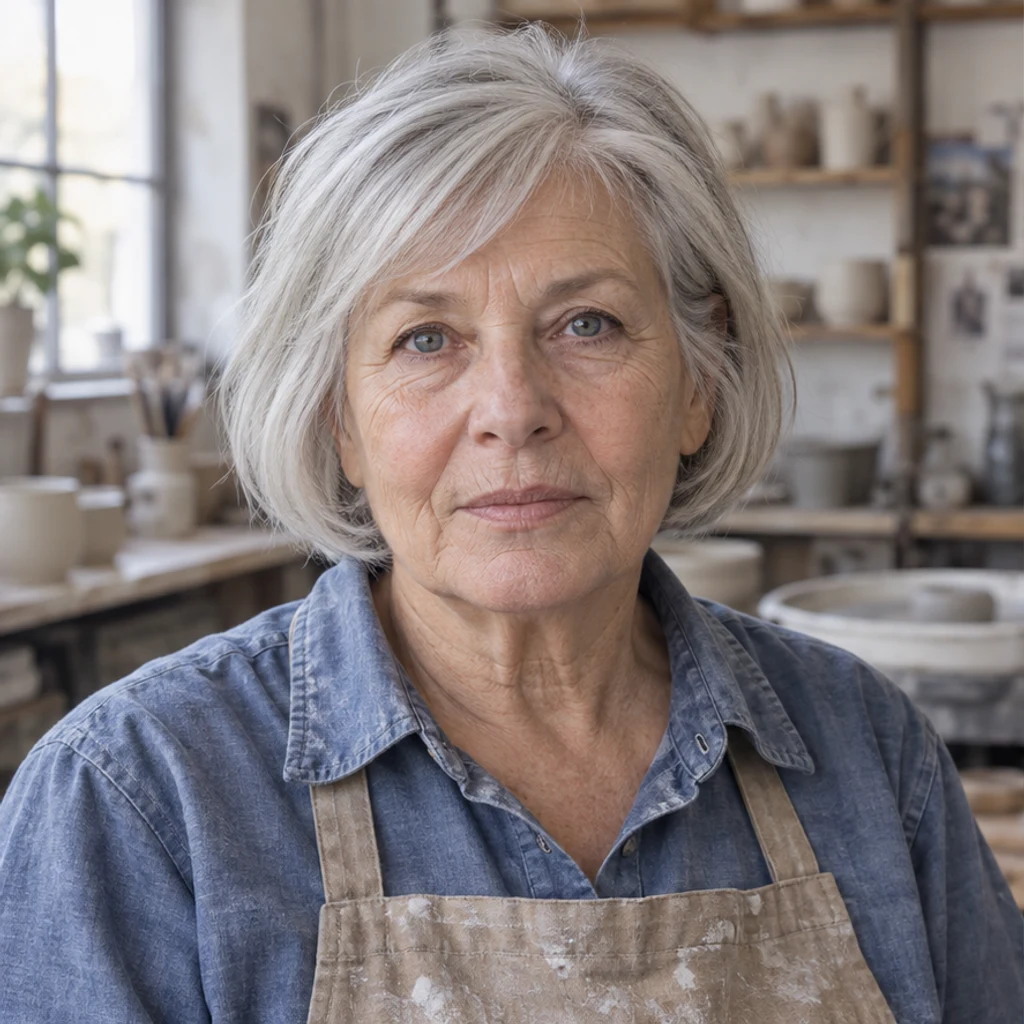 Artisan portrait · small smile · Neutral-expression illustration