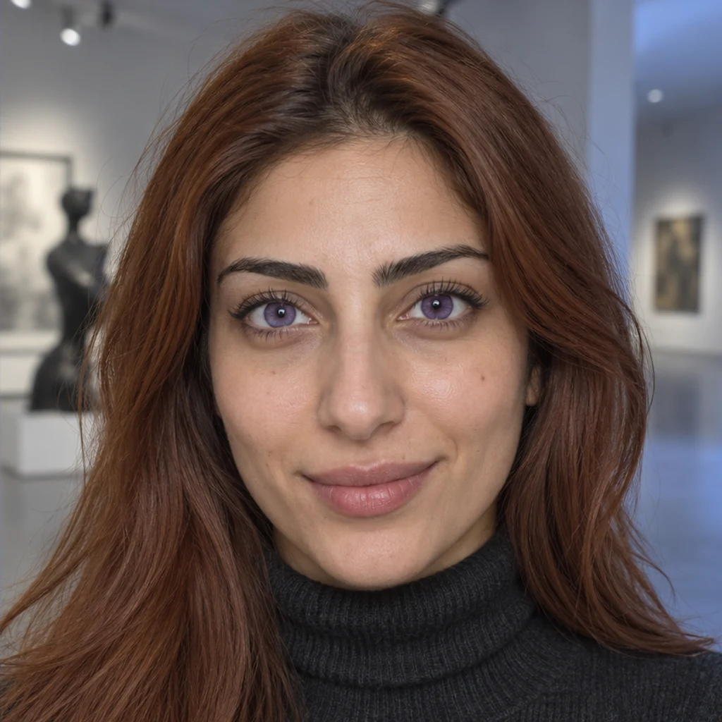 Violeta · retrato na galeria · Prévia da cor