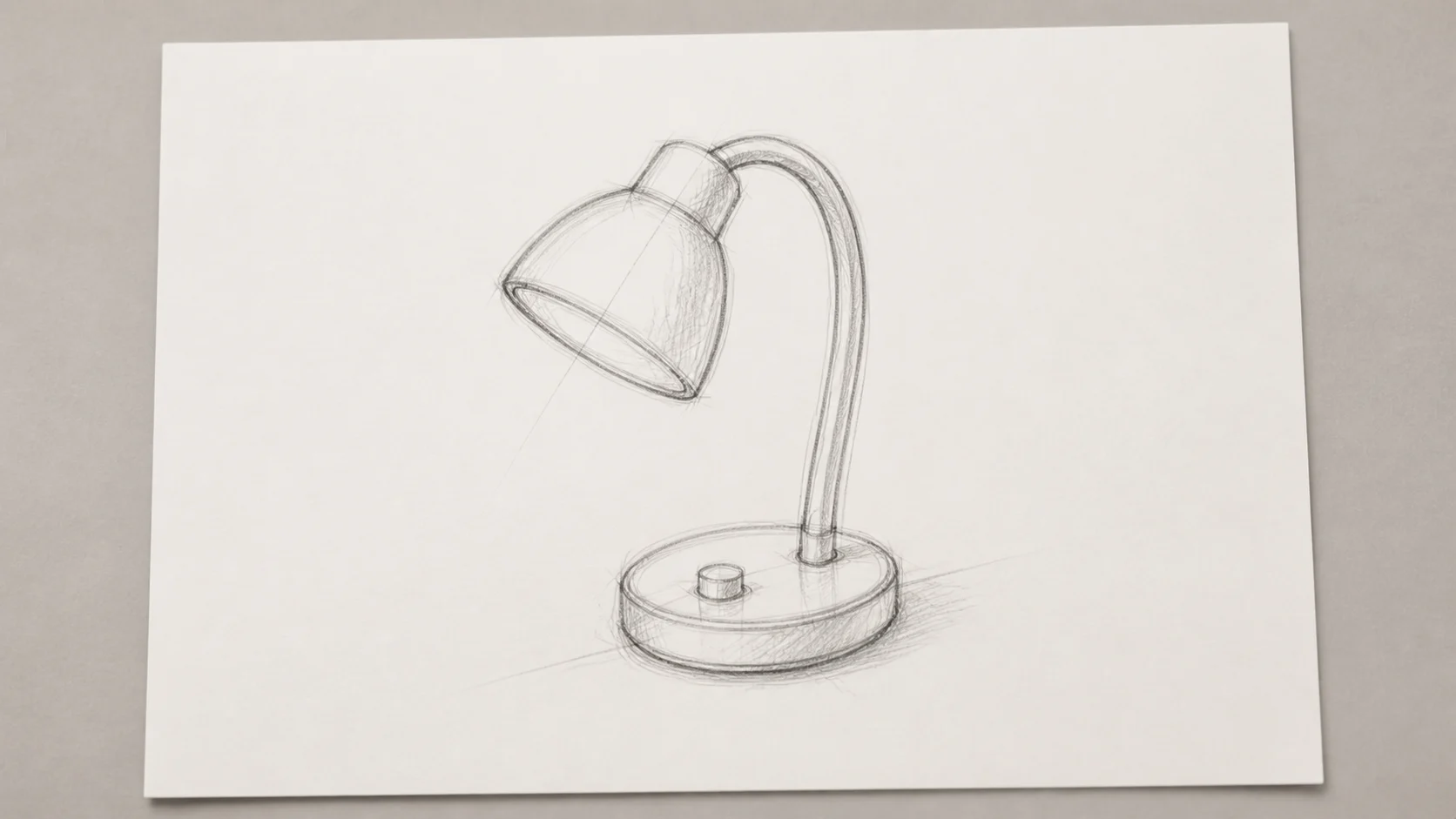 Imagen anterior de un boceto a lápiz de una lámpara de escritorio