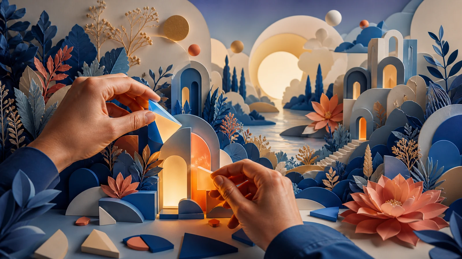 Ilustración con IA sobre creatividad humana y artificial