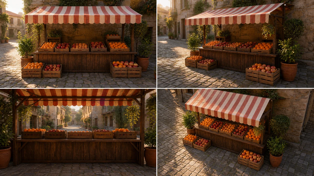 Referenzraster eines Outdoor-Marktstands