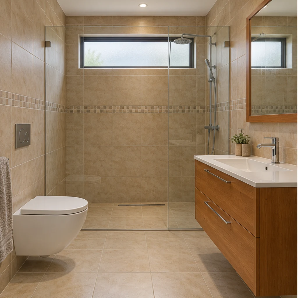 Moderno gris y carbón · Baño original