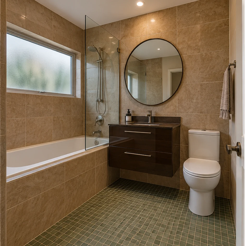 Spa marfil y roble · Baño original
