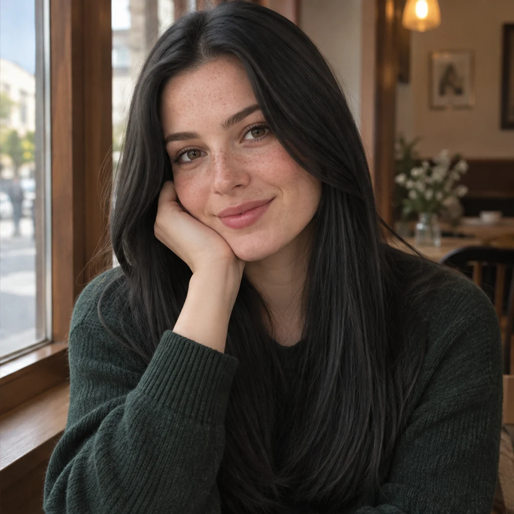 Cafe portrait · natural black · New-color illustration