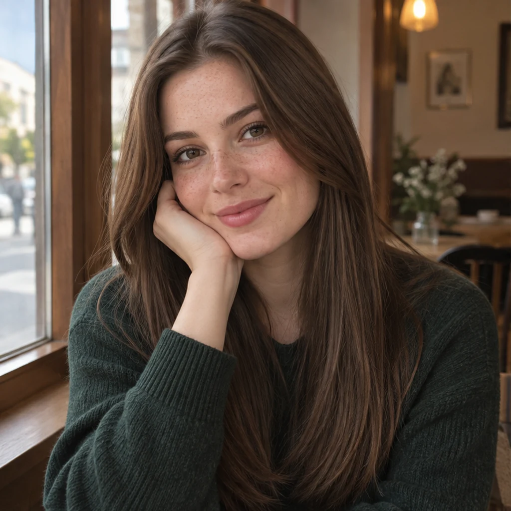Cafe portrait · natural black · Original-color illustration