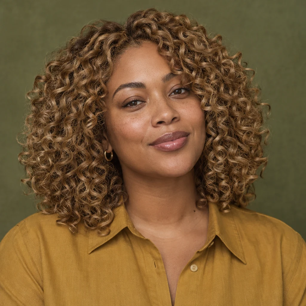 Curly portrait · honey blonde · New-color illustration