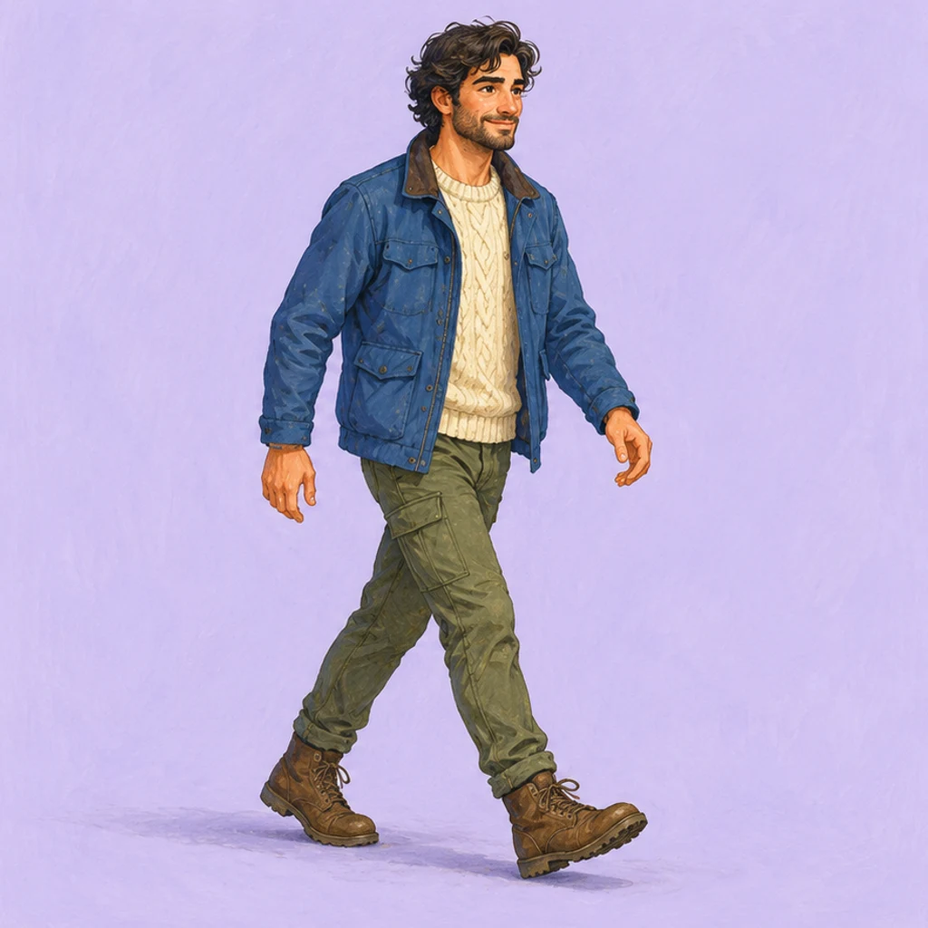 Character: walking · New-pose illustration
