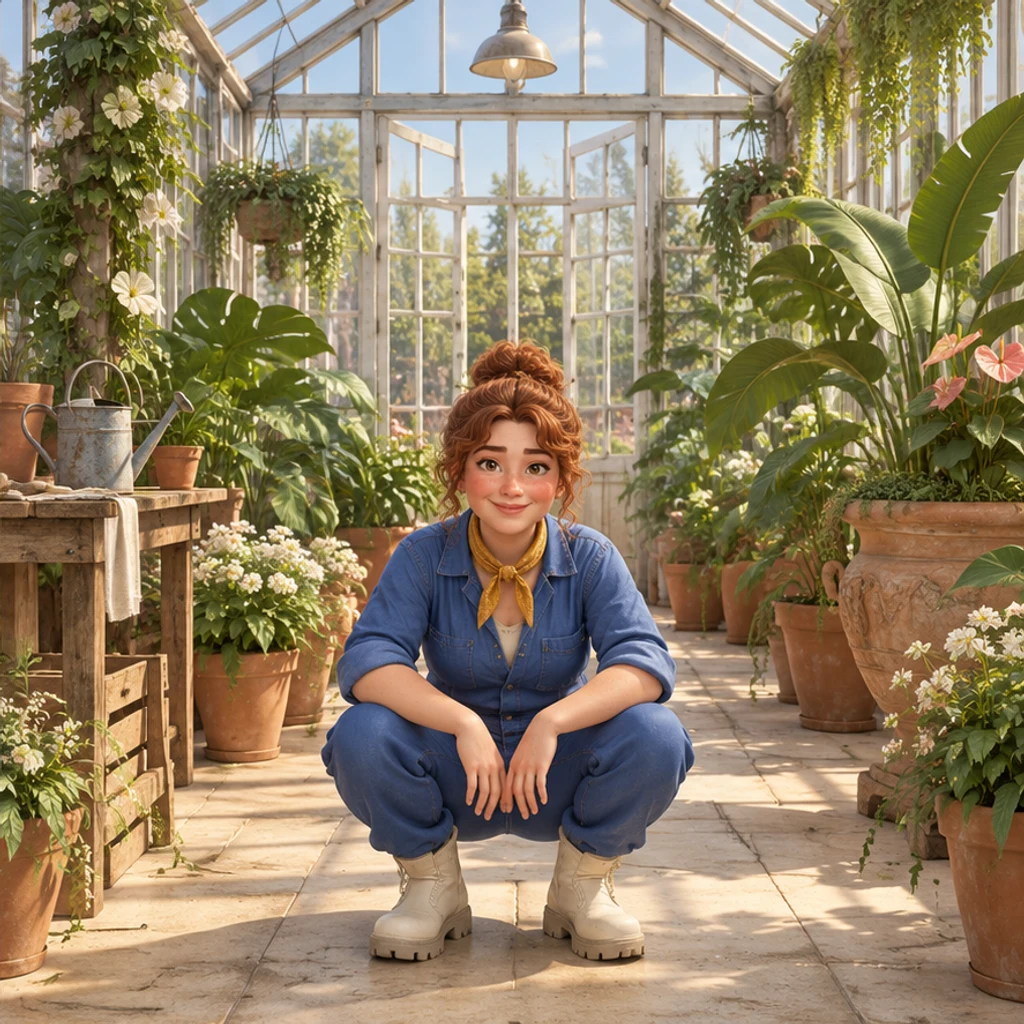 3D gardener: crouching · New-pose illustration